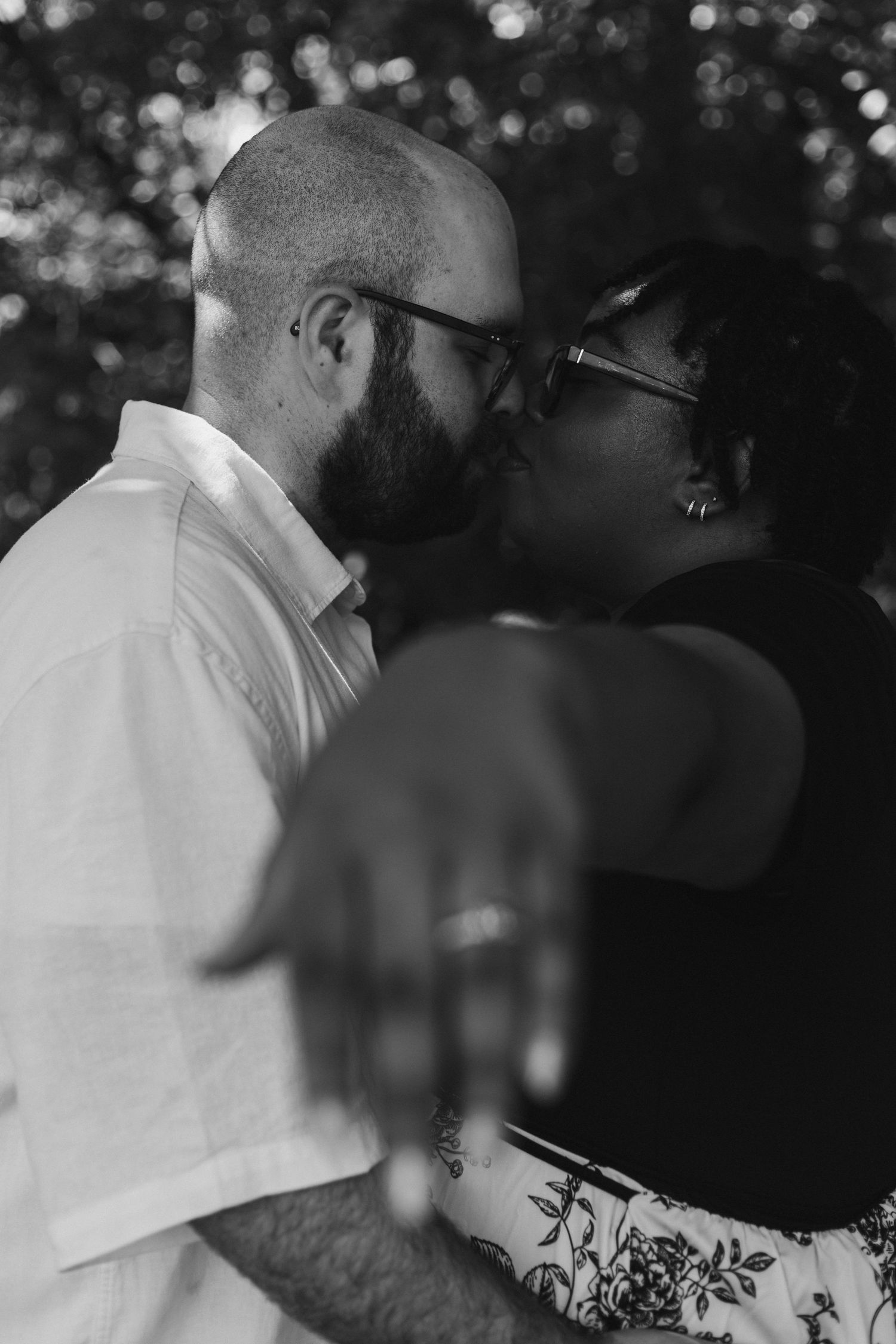 Close up of ring on hand during romantic Sudbury Engagement Photo Shoot
