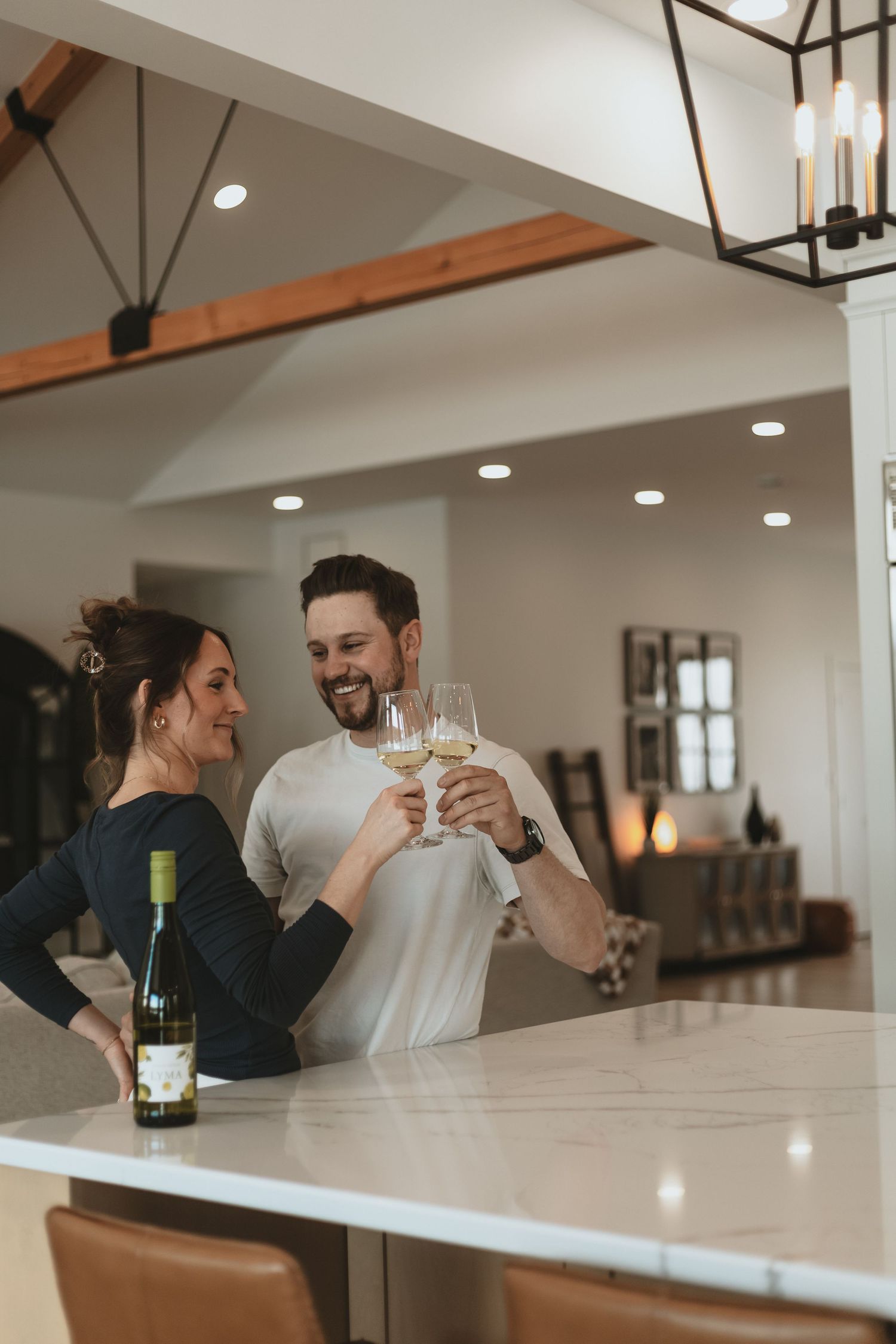 Local Sudbury Ontario Photographer captures beautiful in home engagement session for fun couple