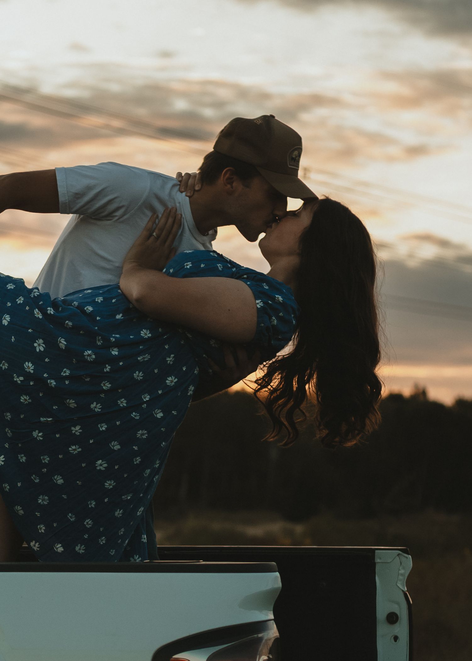 Local Sudbury Photographer captures couple celebrating love with kiss at Garson Park