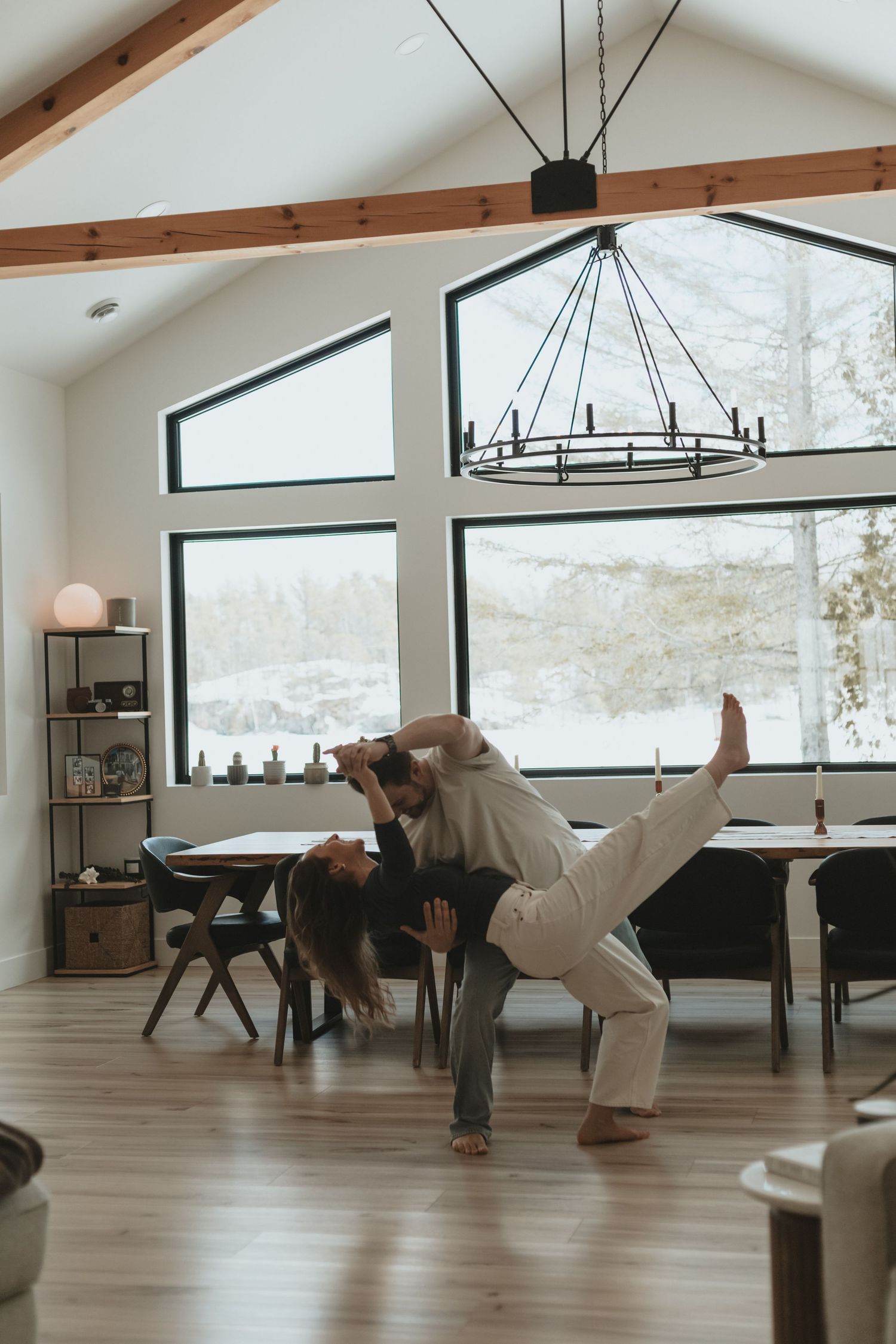 Local Sudbury Ontario Photographer captures beautiful in home engagement session for fun couple