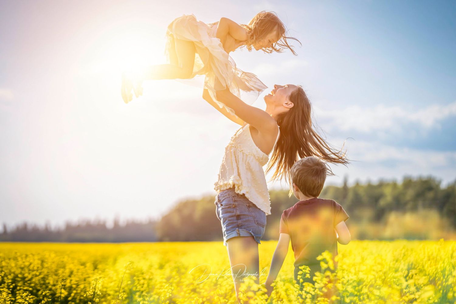 sibling photo in field