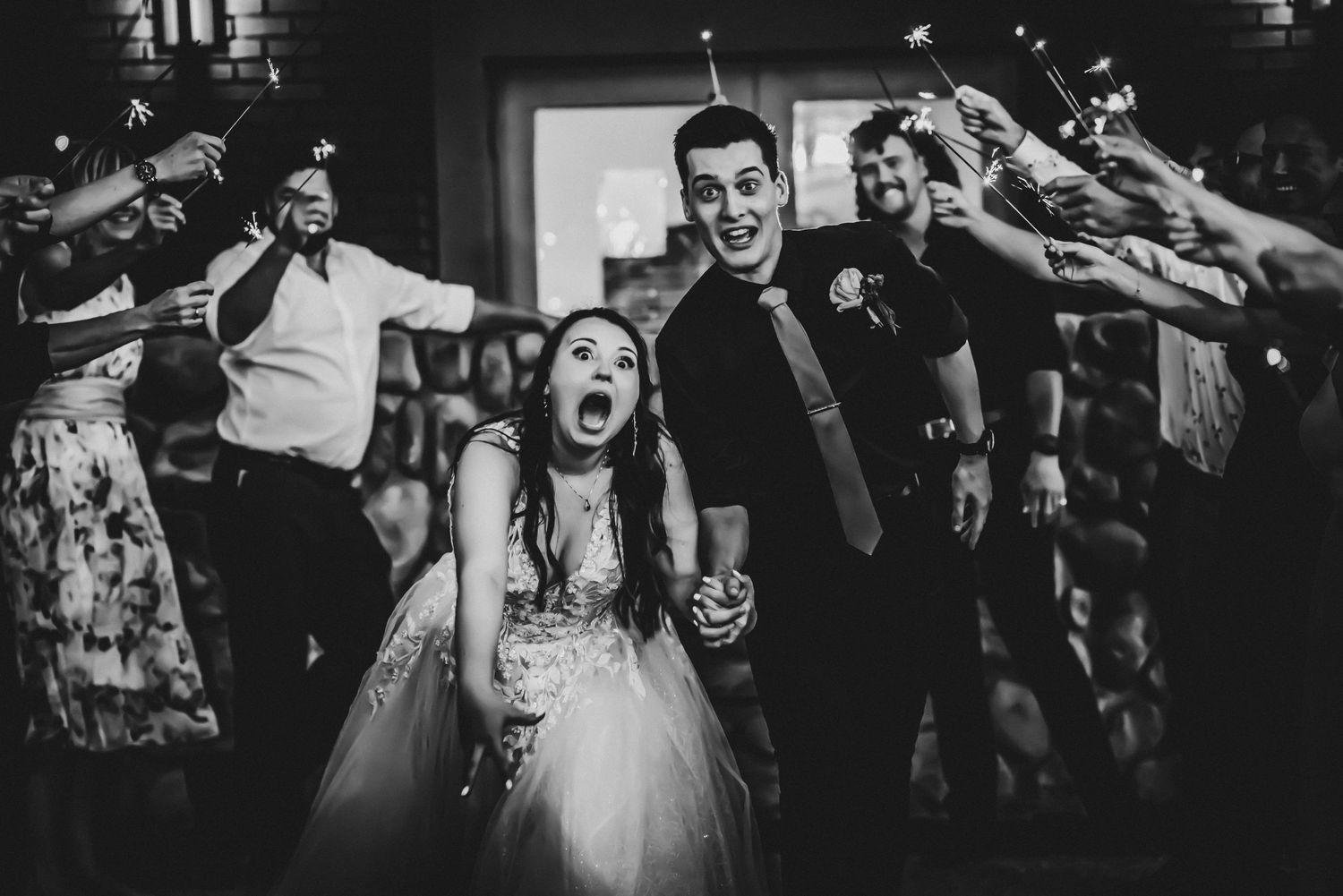bride groom sparkler shot