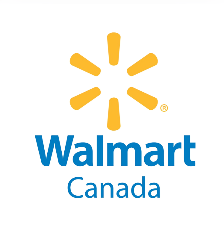 Walmart Canada logo featuring the iconic yellow spark symbol above bold blue text on a white background.