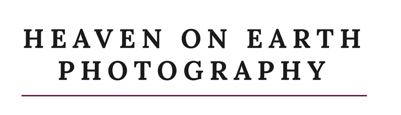 Heaven on Earth Photography minimalist black and white text logo with decorative horizontal lines.
