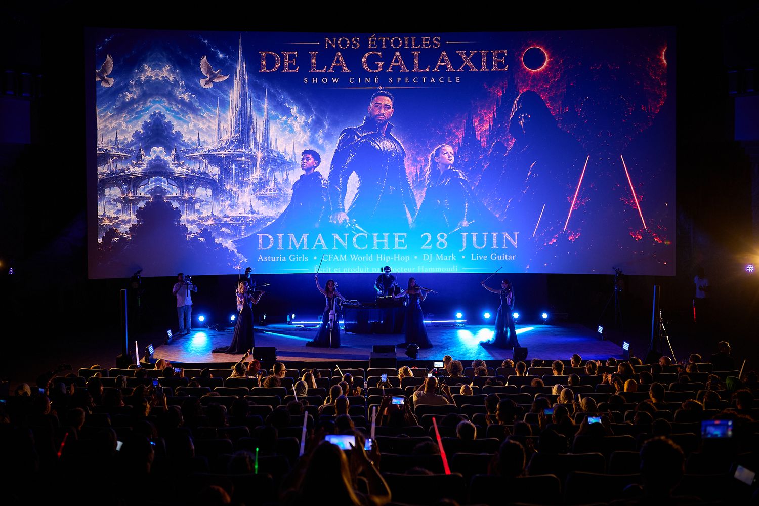 Star Wars themed show 'Nos Etoiles de la Galaxie' live on stage at a packed cinema on Sunday June 28.