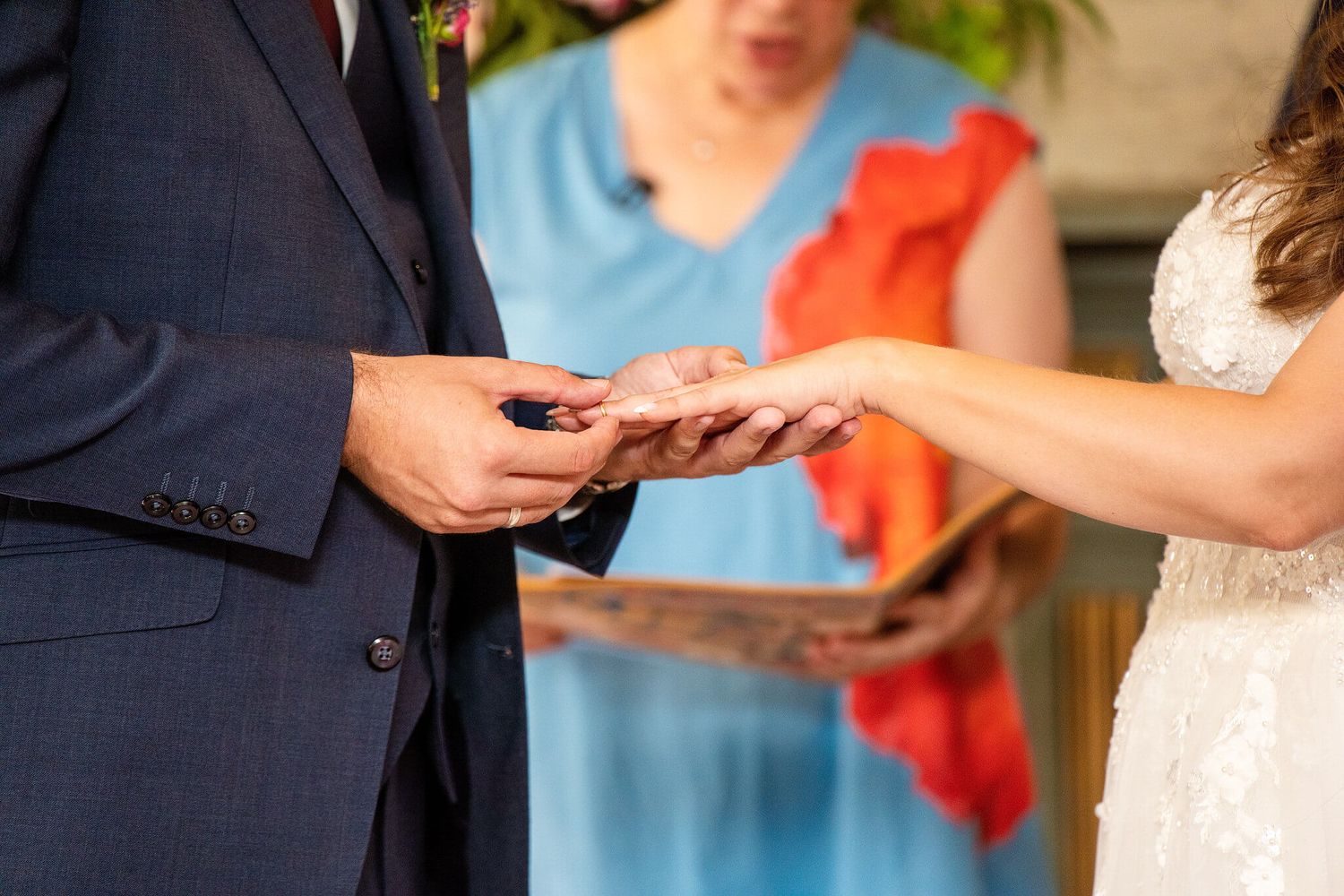 Ceremony ring exchange at The Anglers Rest Dublin photo by AK wedding photography.