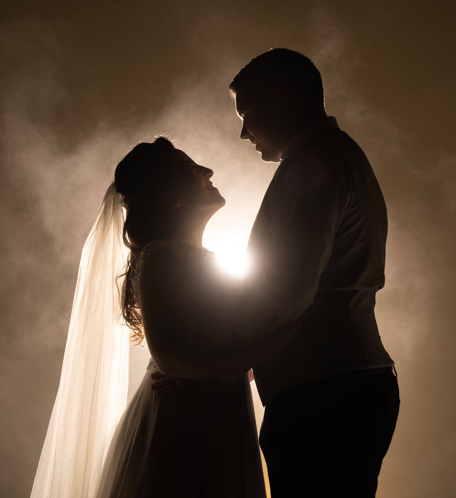 Silhouette wedding portrait at Seafield house Wexford photo by AK wedding photography and videography.