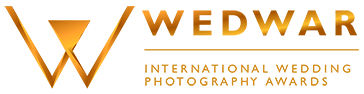 Orange and white wedding photography award logo with text WEDWAR and International Wedding Photography Awards.