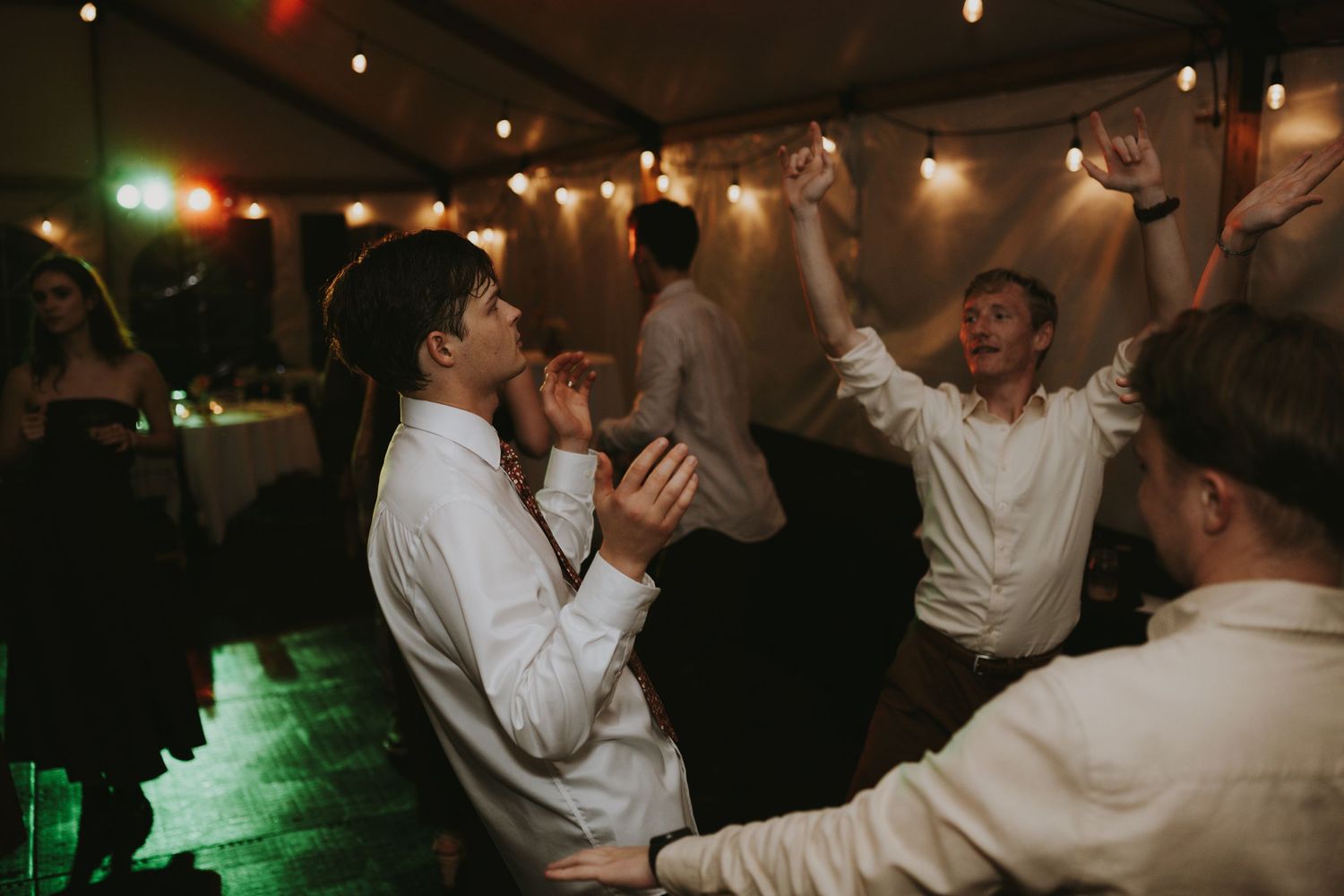 A Cuyahoga Valley wedding with Sam enjoying himself at the reception.