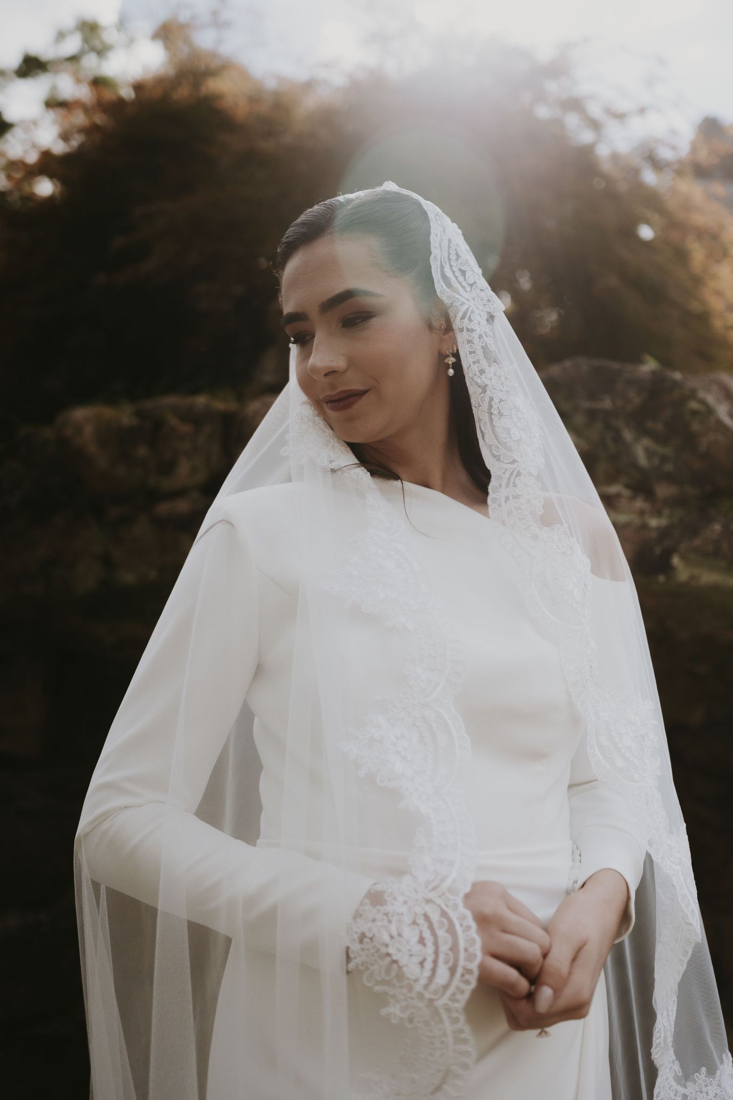 A Tudor House wedding with Simone posing for her bridal portraits.