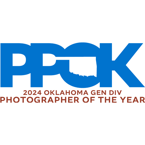 Blue and white banner design for Oklahoma Photographer of the Year award