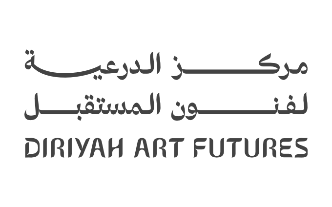 Arabic and English logo design for Diriyah Art Futures featuring minimalist black text on white background.