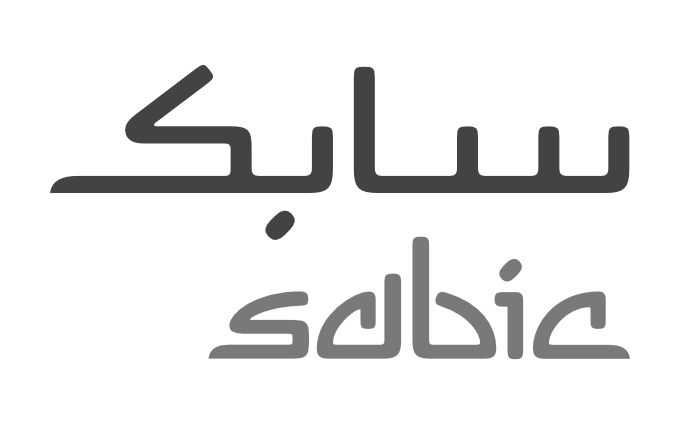 SABIC logo design in Arabic and Latin script shown in dark gray against a white background.