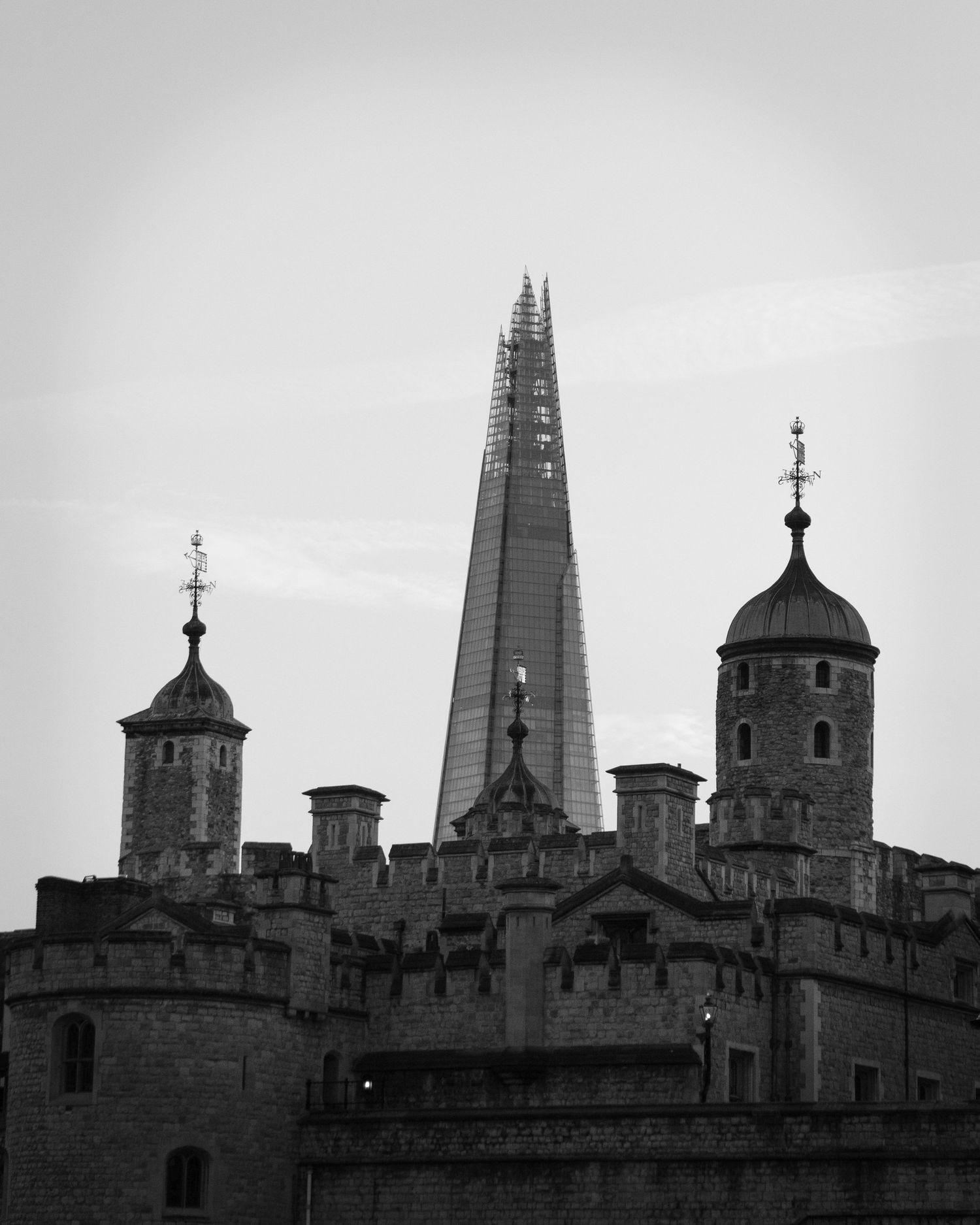 The Tower of London (foreground) - The Shard (Background)