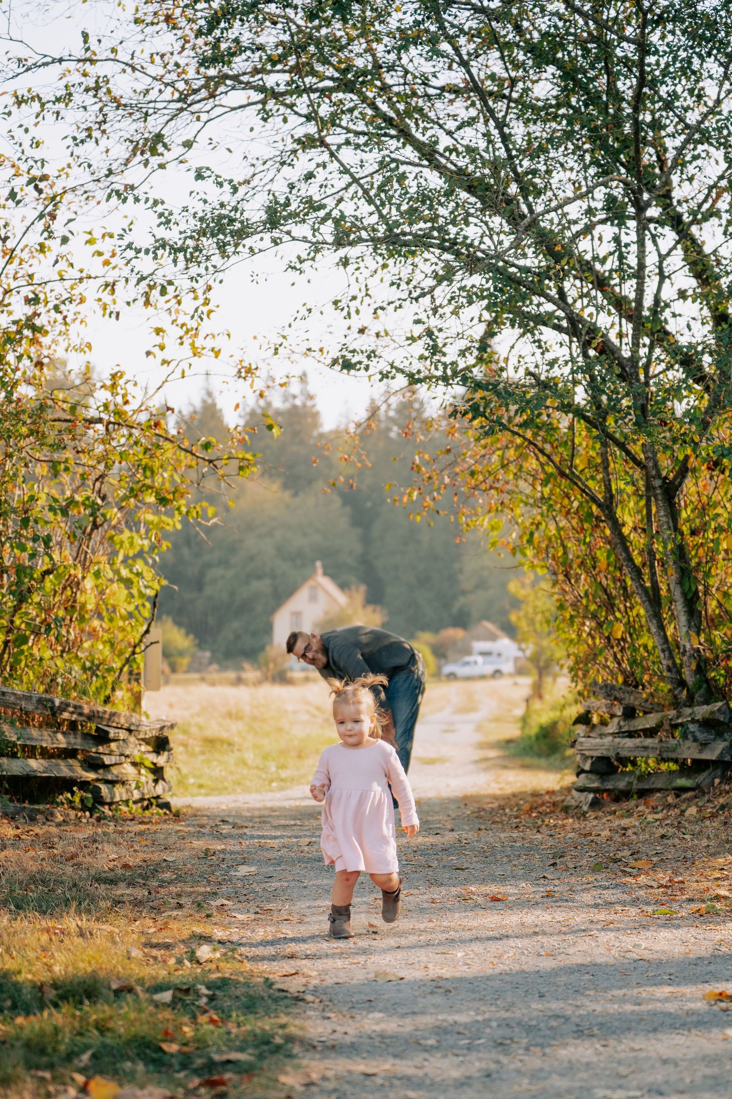 Lifestyle family portraits in a lush forest setting at Campbell Valley Park in Langley, BC.