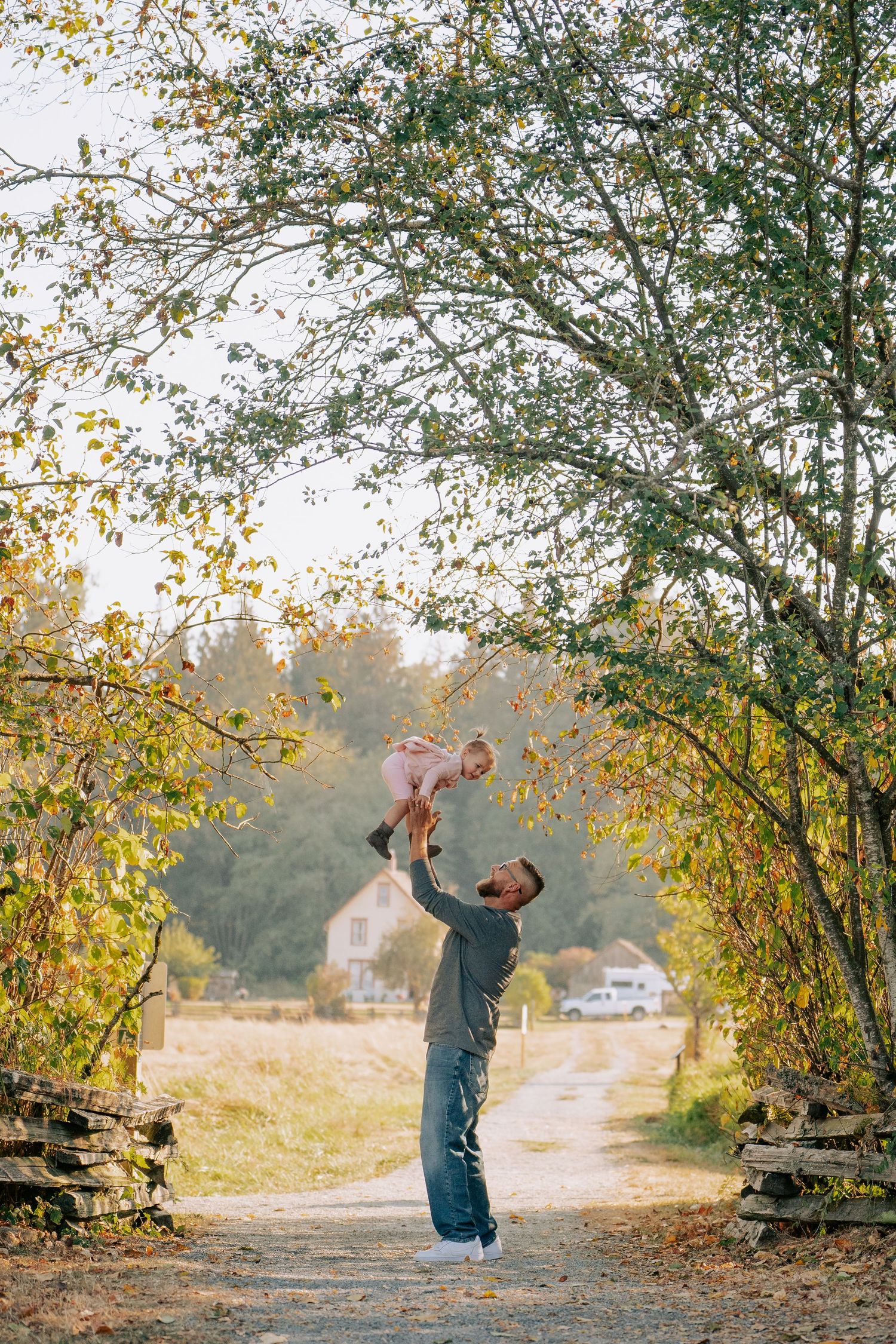 Lifestyle family portraits in a lush forest setting at Campbell Valley Park in Langley, BC.