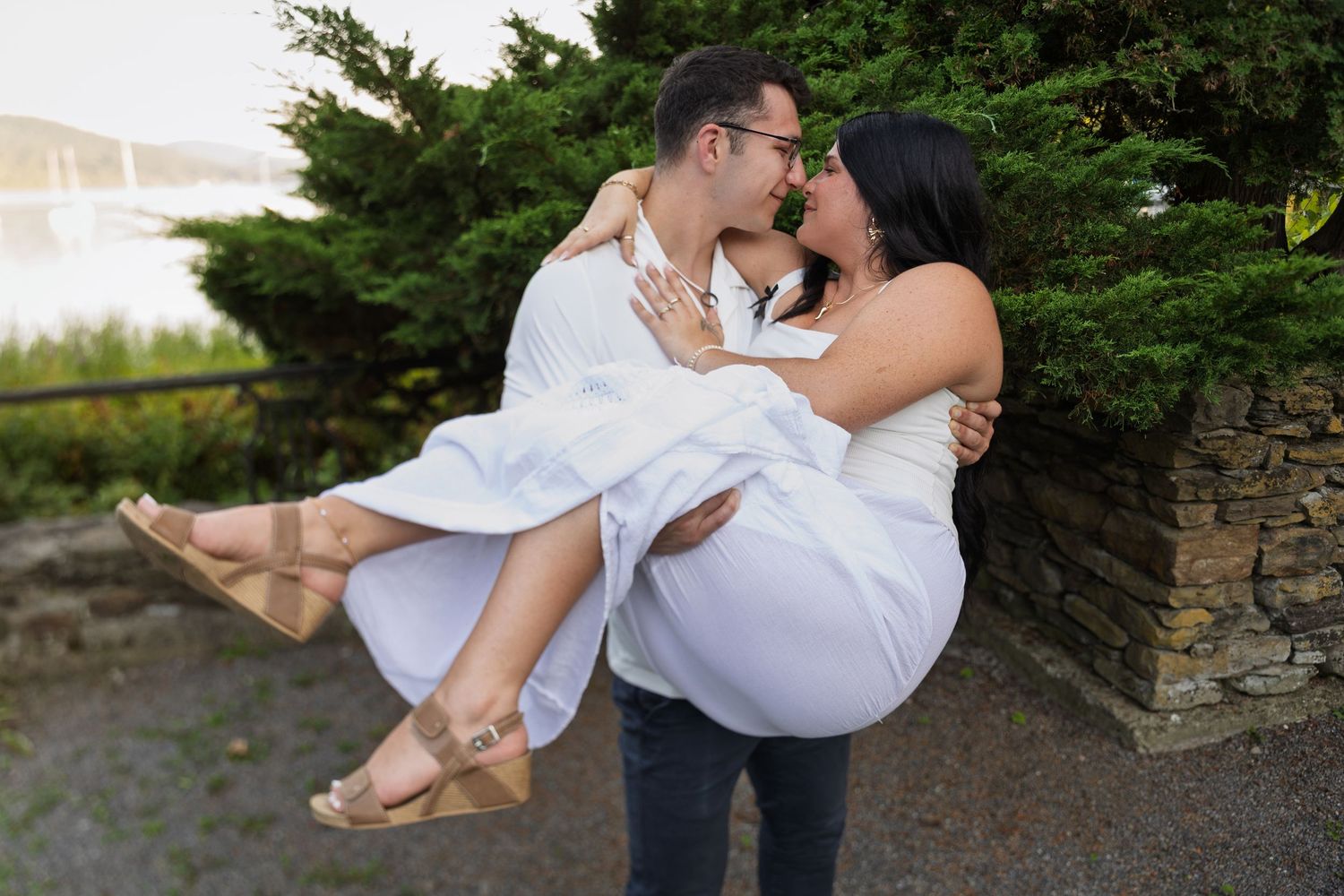 Engagement photo session with wildflowers