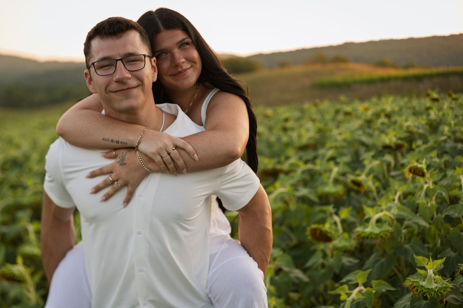 Engagement photo session with wildflowers