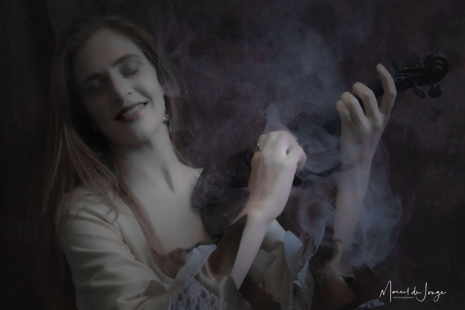 A moody black and white photo series showing someone smoking with dramatic lighting and vapor effects.