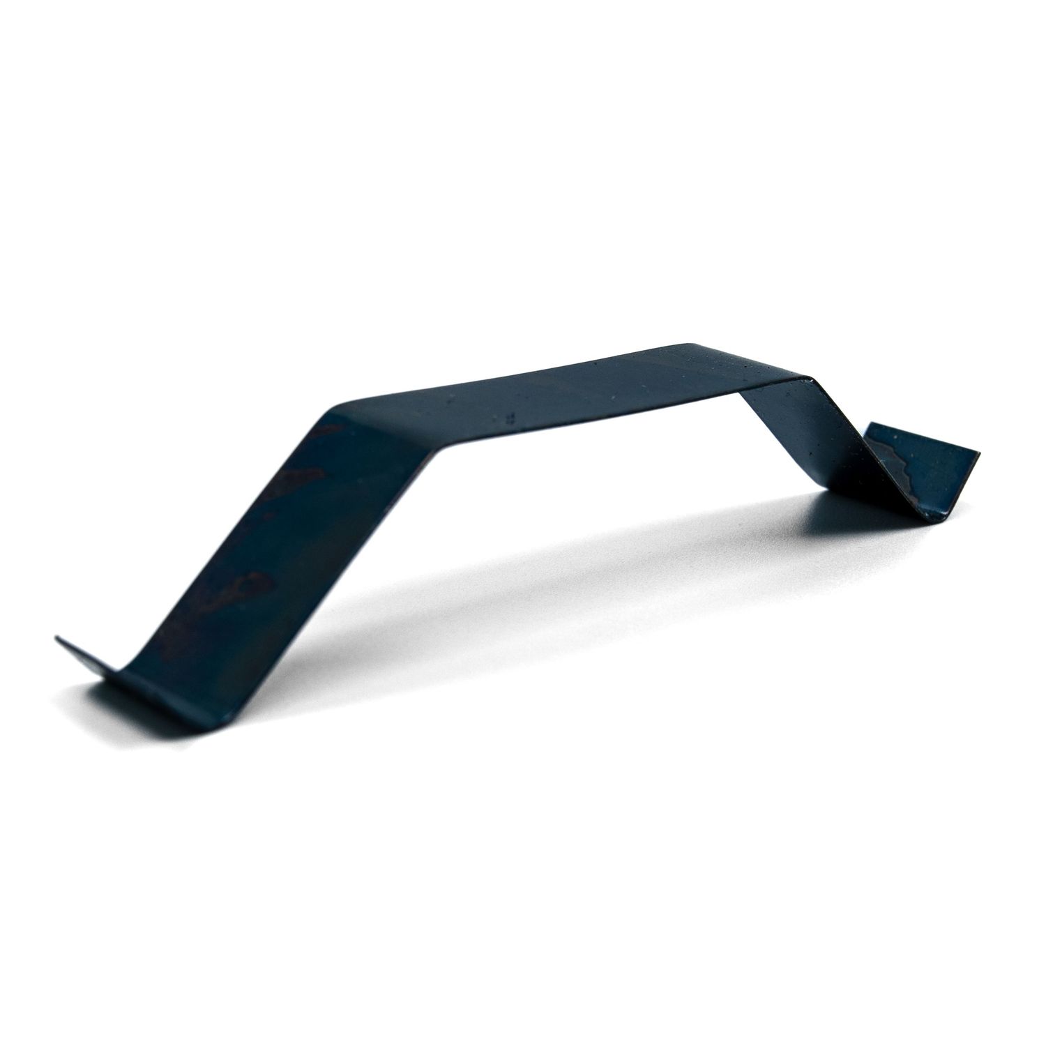 Modern black metal cabinet handle with angular geometric design in matte finish shown against white background.