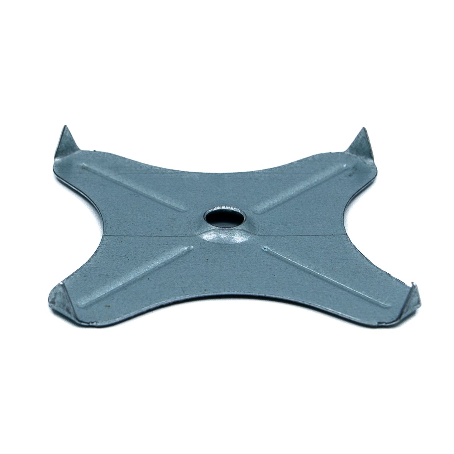 Series of five gray dog bone-shaped metal brackets shown in different angles and configurations.