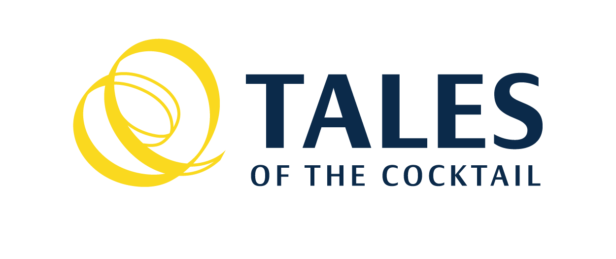Yellow and navy blue circular logo design for Tales of the Cocktail.