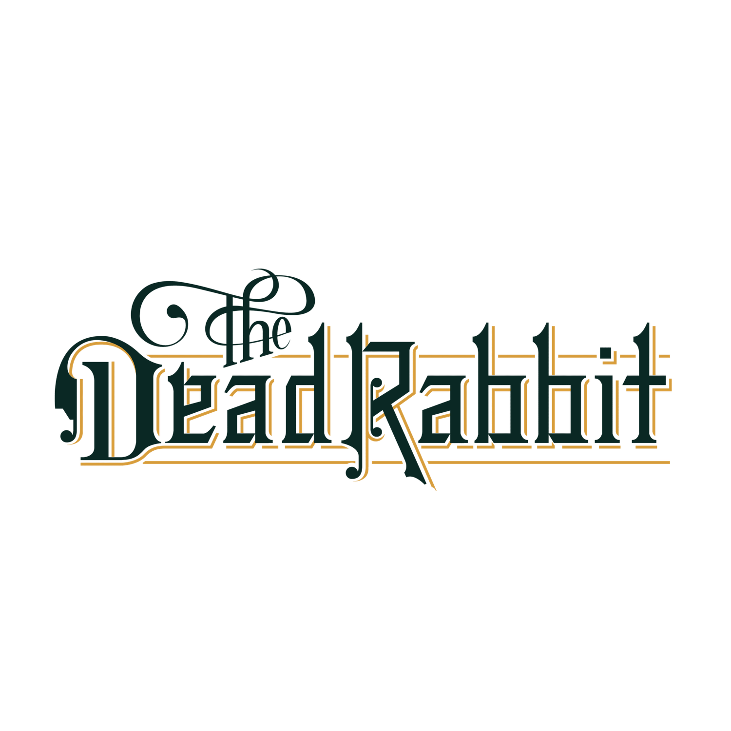 Vintage-style text logo for The Dead Rabbit bar with decorative flourishes.