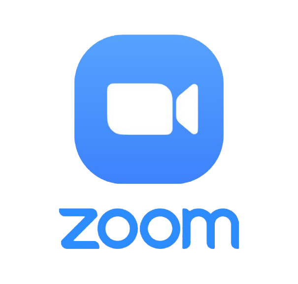 Official Zoom video conferencing app logo with blue camera icon and text.