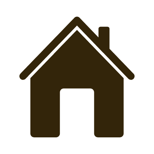 Dark brown house icon showing basic home shape with peaked roof.