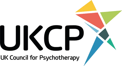 Stylized colorful logo design featuring geometric shapes arranged to form a torch or beacon symbol.
