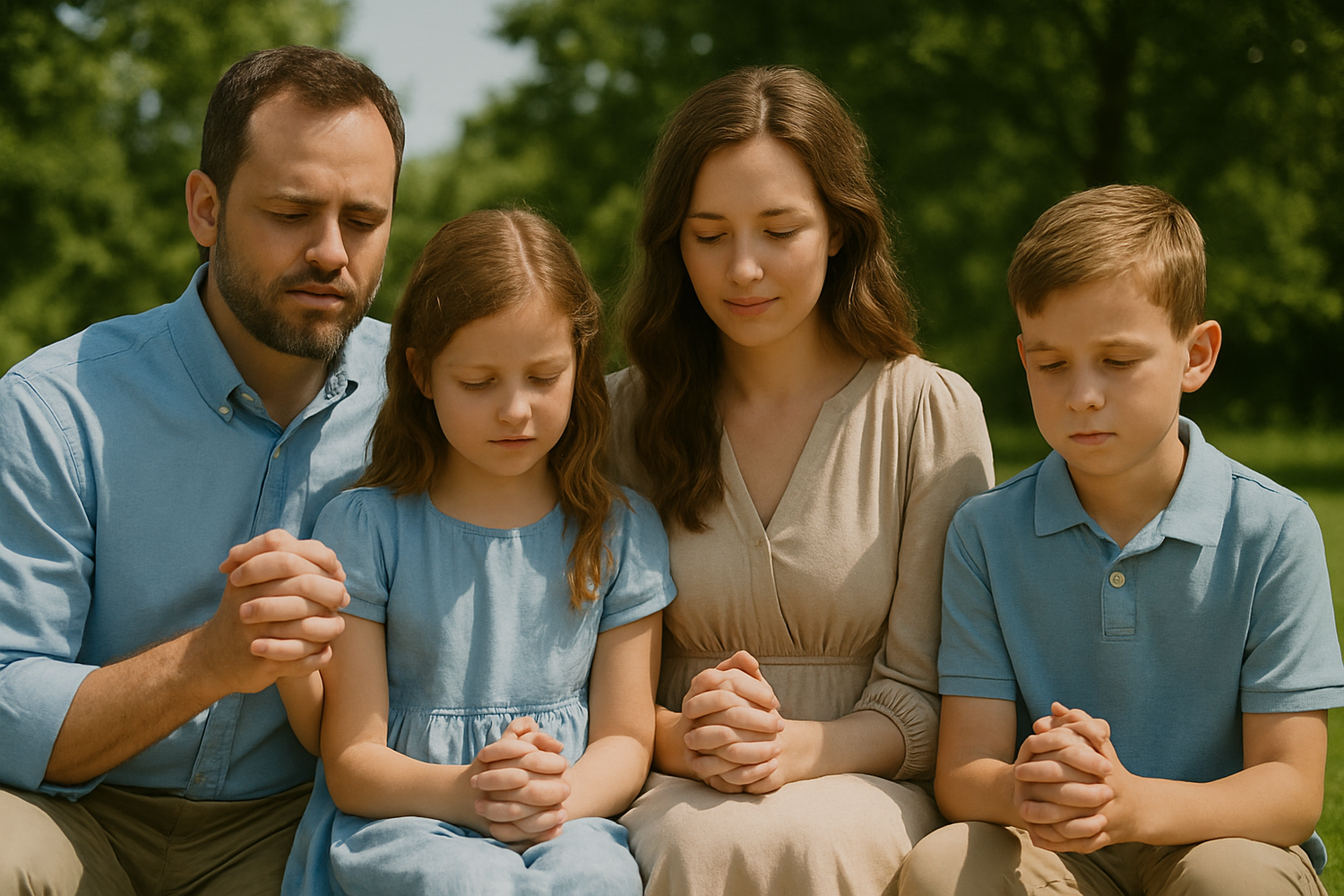 Family praying. Faith, church, religious inspired photography in Angleton, Brazoria County, Lake Jackson Texas.