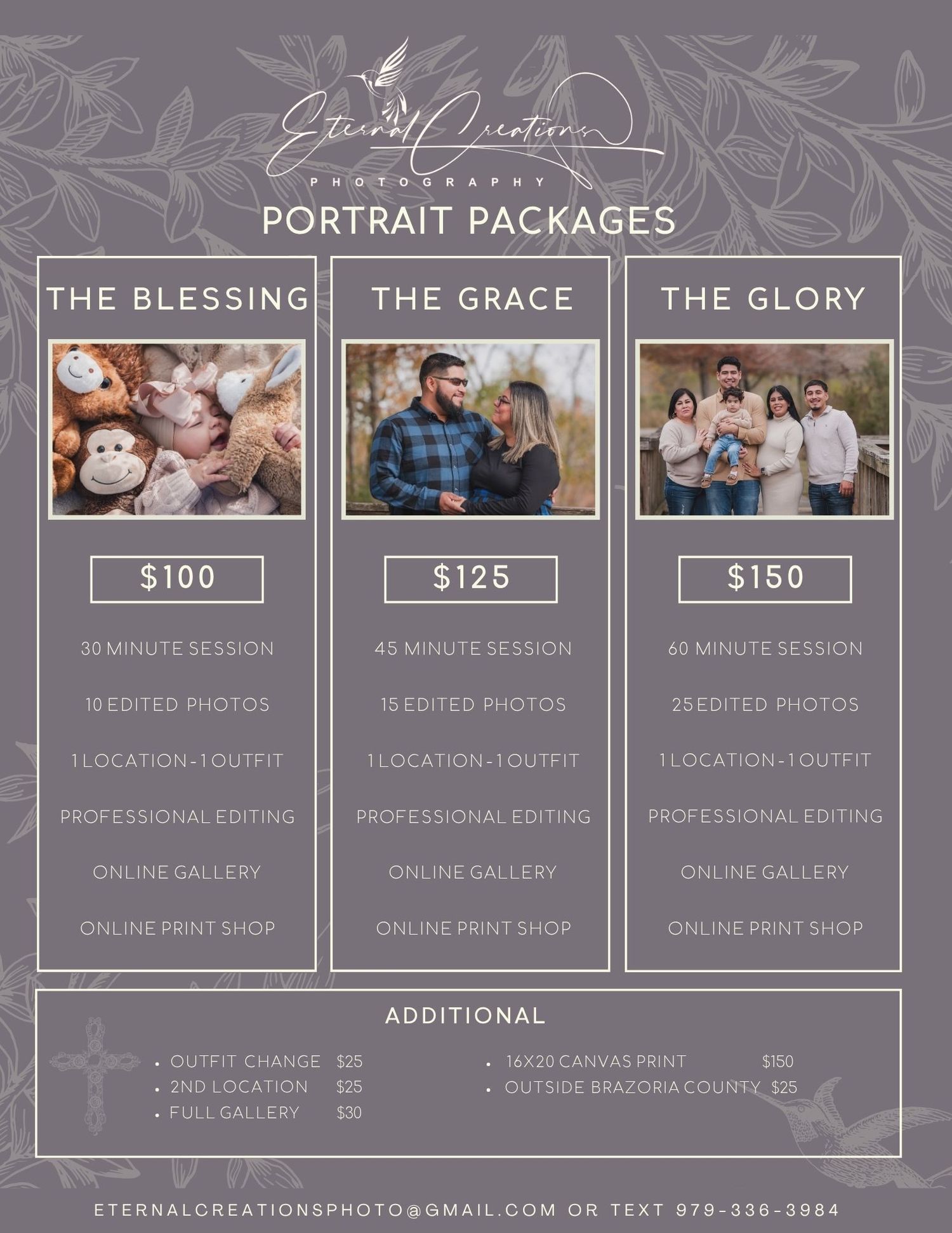 Eternal Creations Photography Angleton Texas Portrait Packages