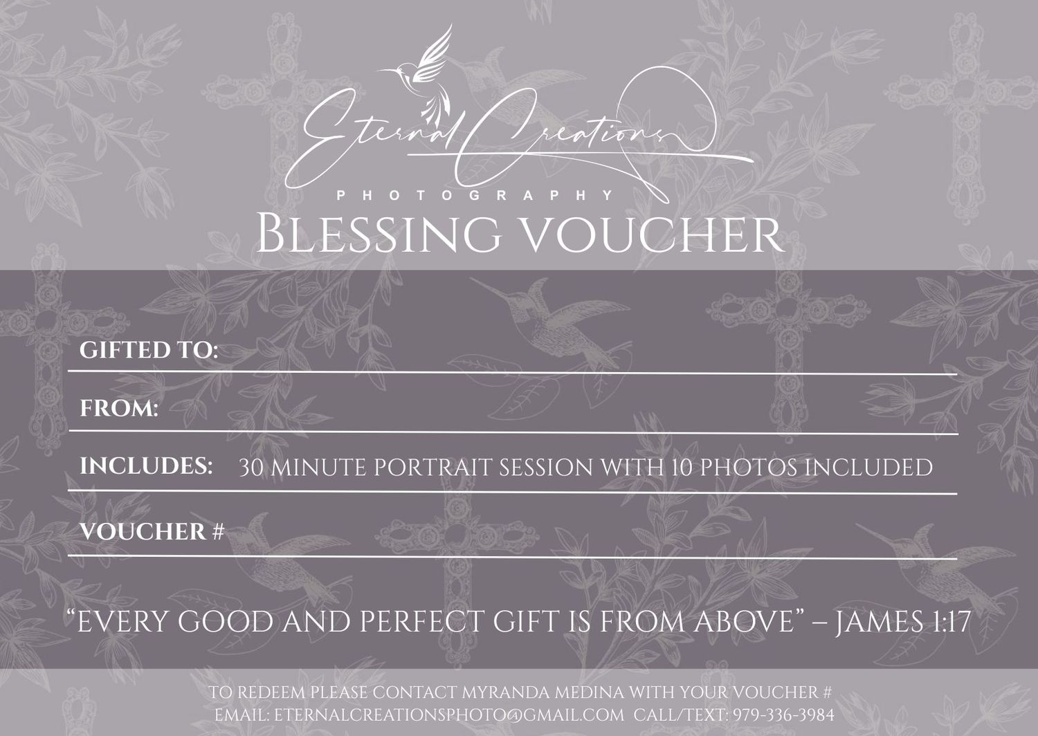 Eternal Creations Photography Angleton Texas Blessing Voucher