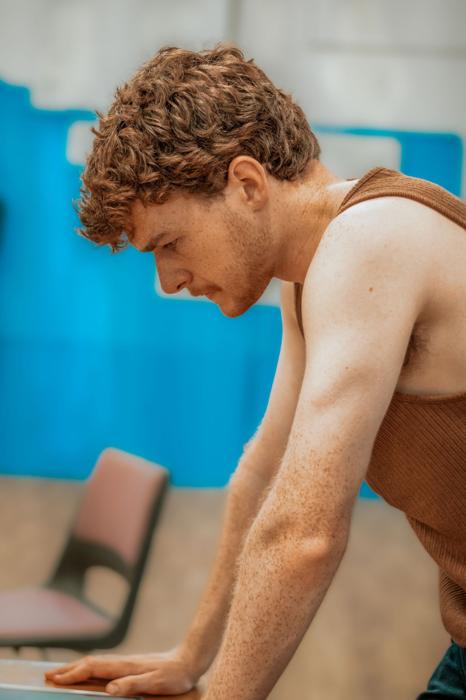 Close-up side view showing concentration and focus during activity.
