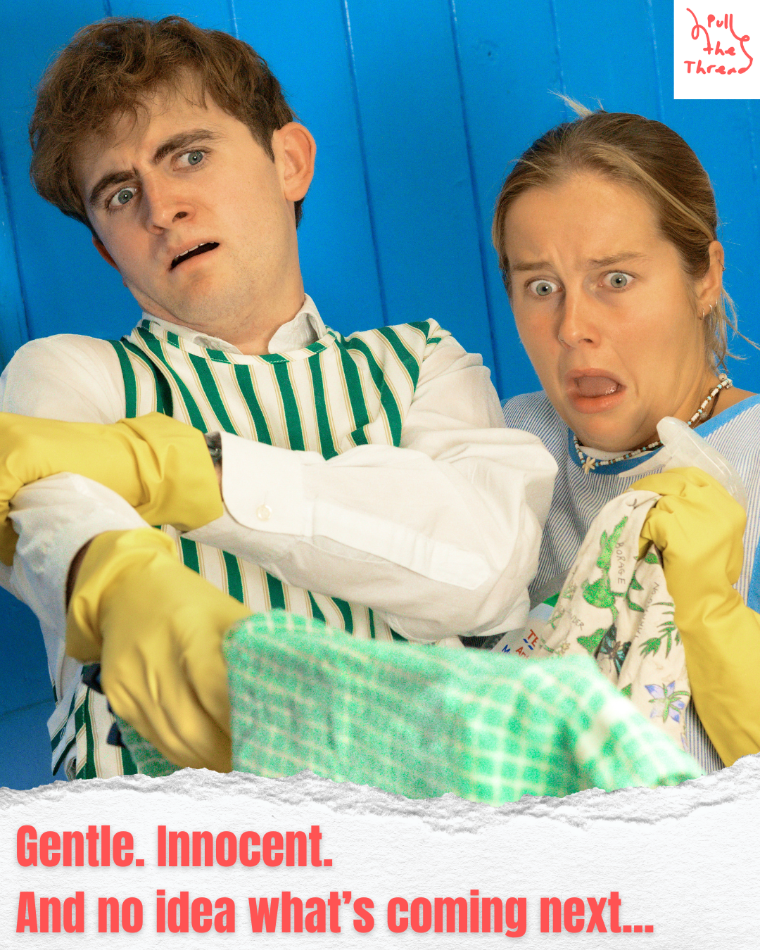 Comic strip showing workplace scene with yellow and white clothing against blue wall.