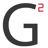 G-squared logo featuring a bold dark gray letter G with a red superscript number 2 on a white background.