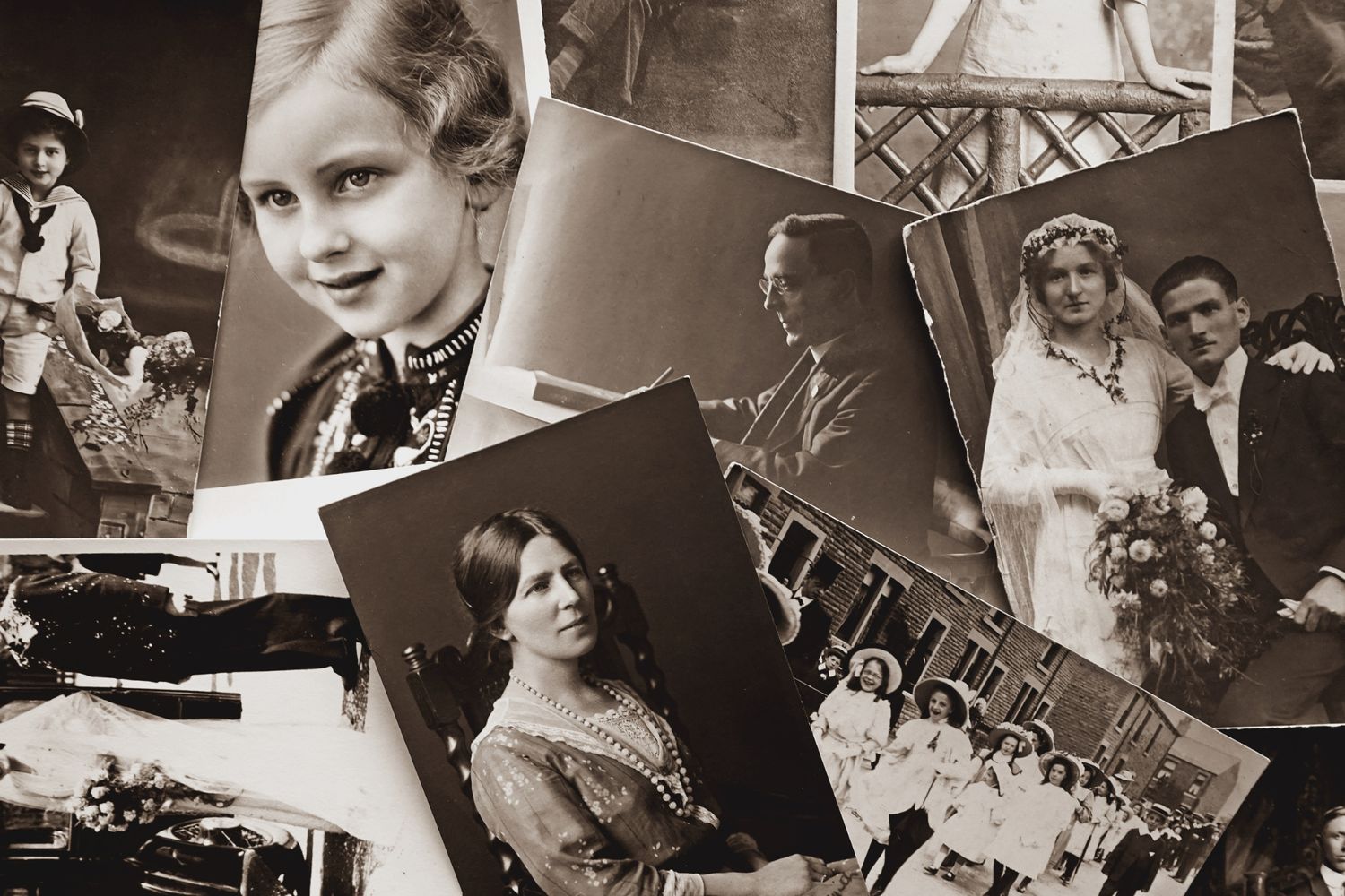 stack of old black and white photos