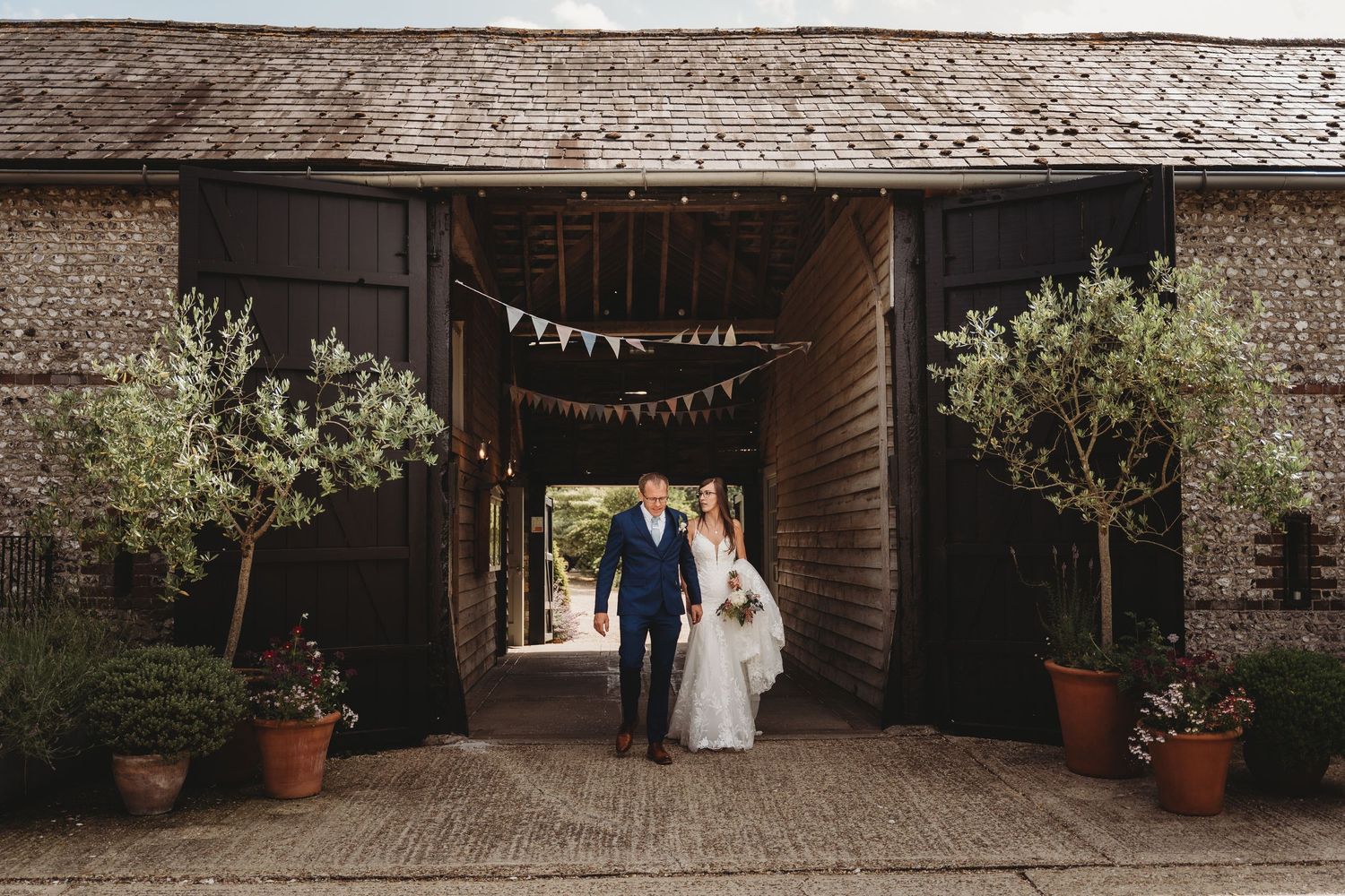 couple portrait upwaltham barns summer wedding West Sussex