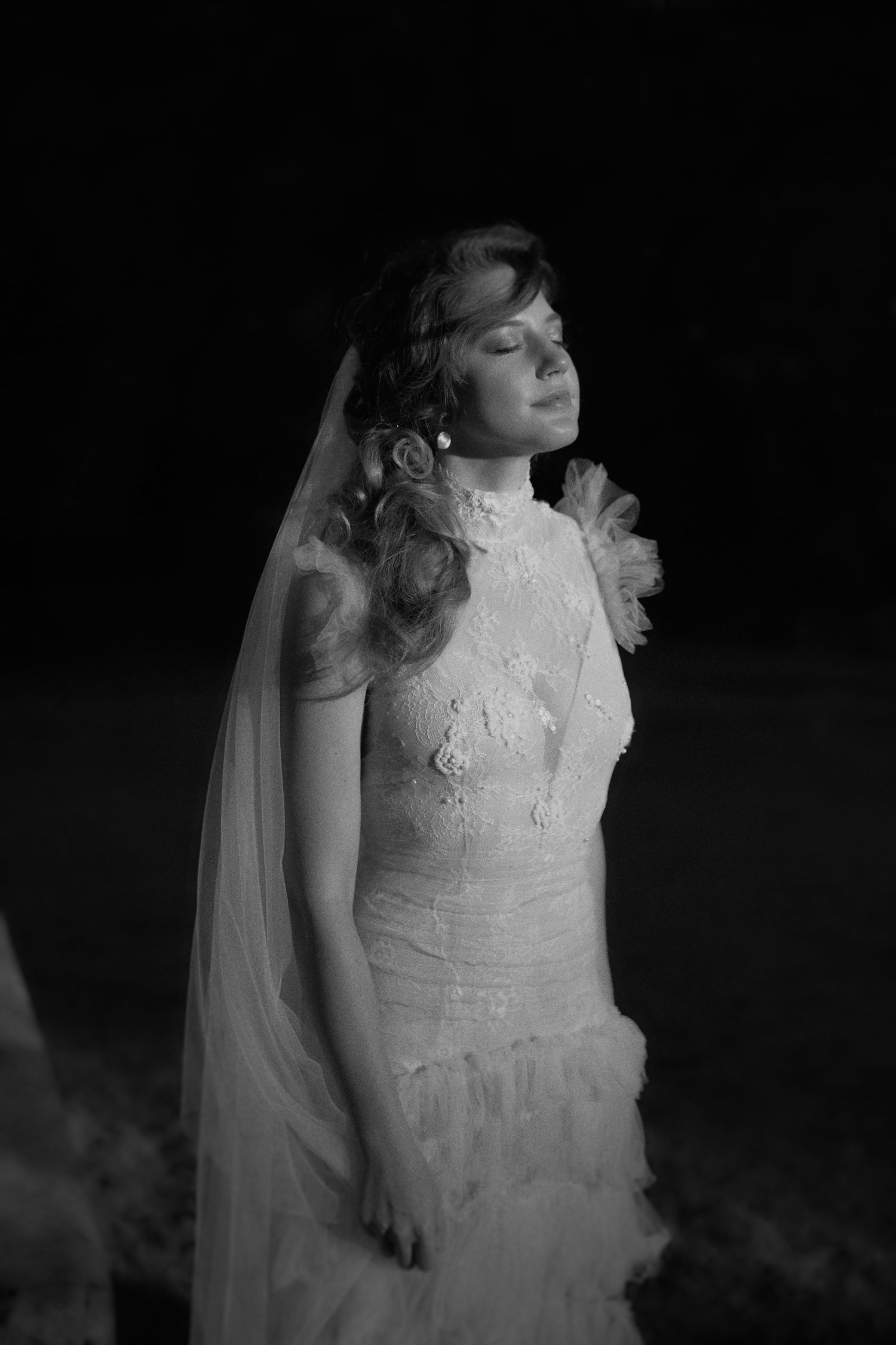 stunning bridal portrait of bride in natural light