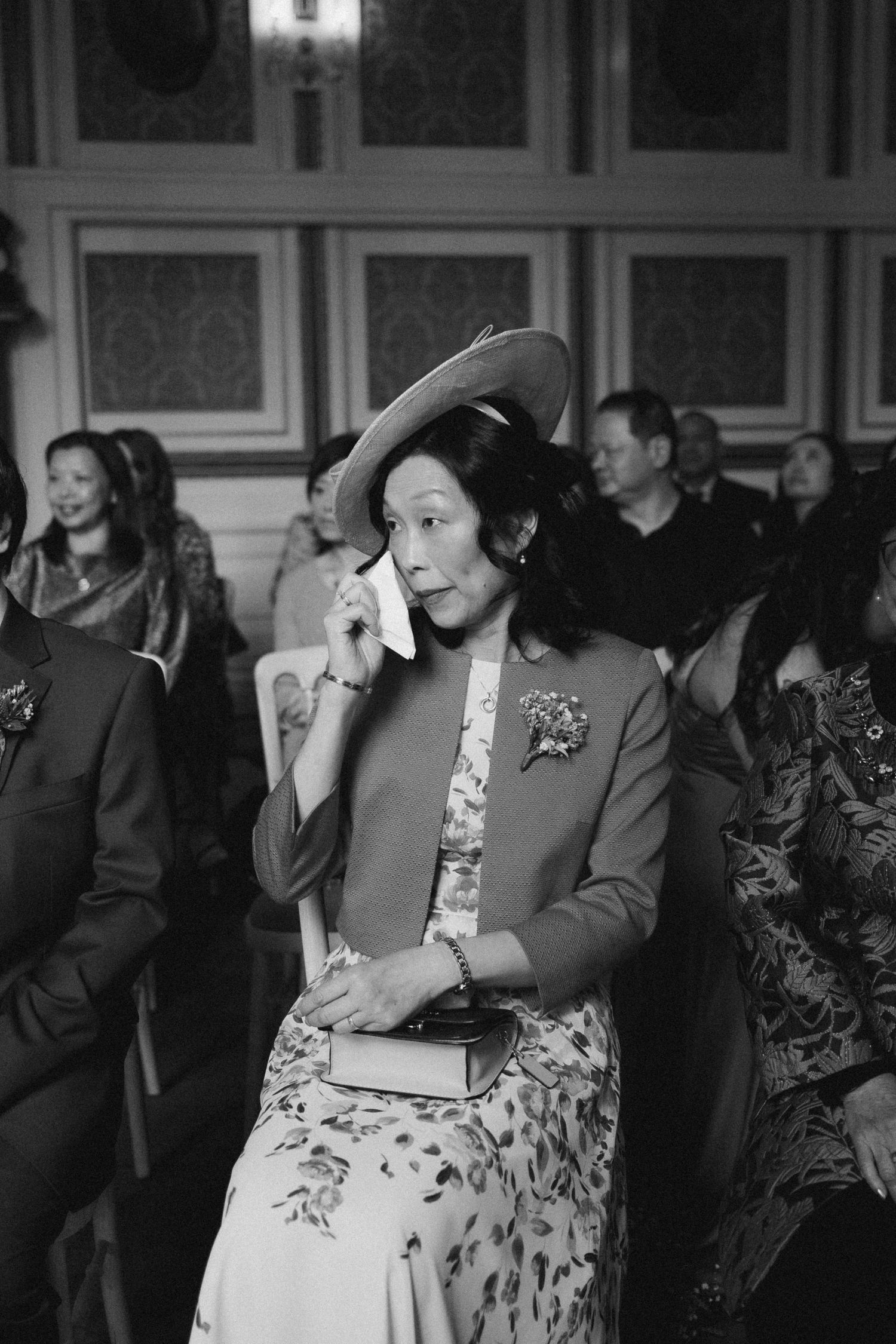 Mother of the bride during ceremony drumtochty castle.