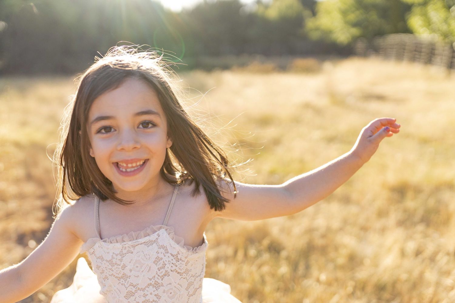 Little girl dancing Outdoor at home family session Gisborne Melb Vic
