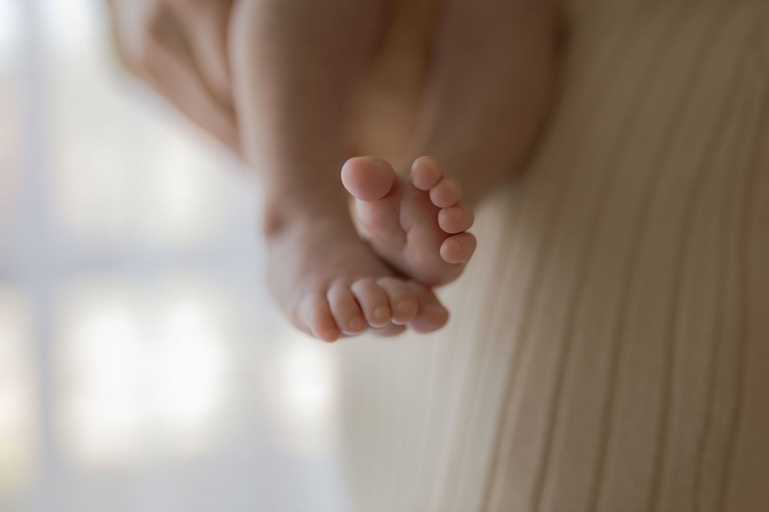 Close up of baby girls tiny feet warm light at home newborn session Point Cook Melb Vic