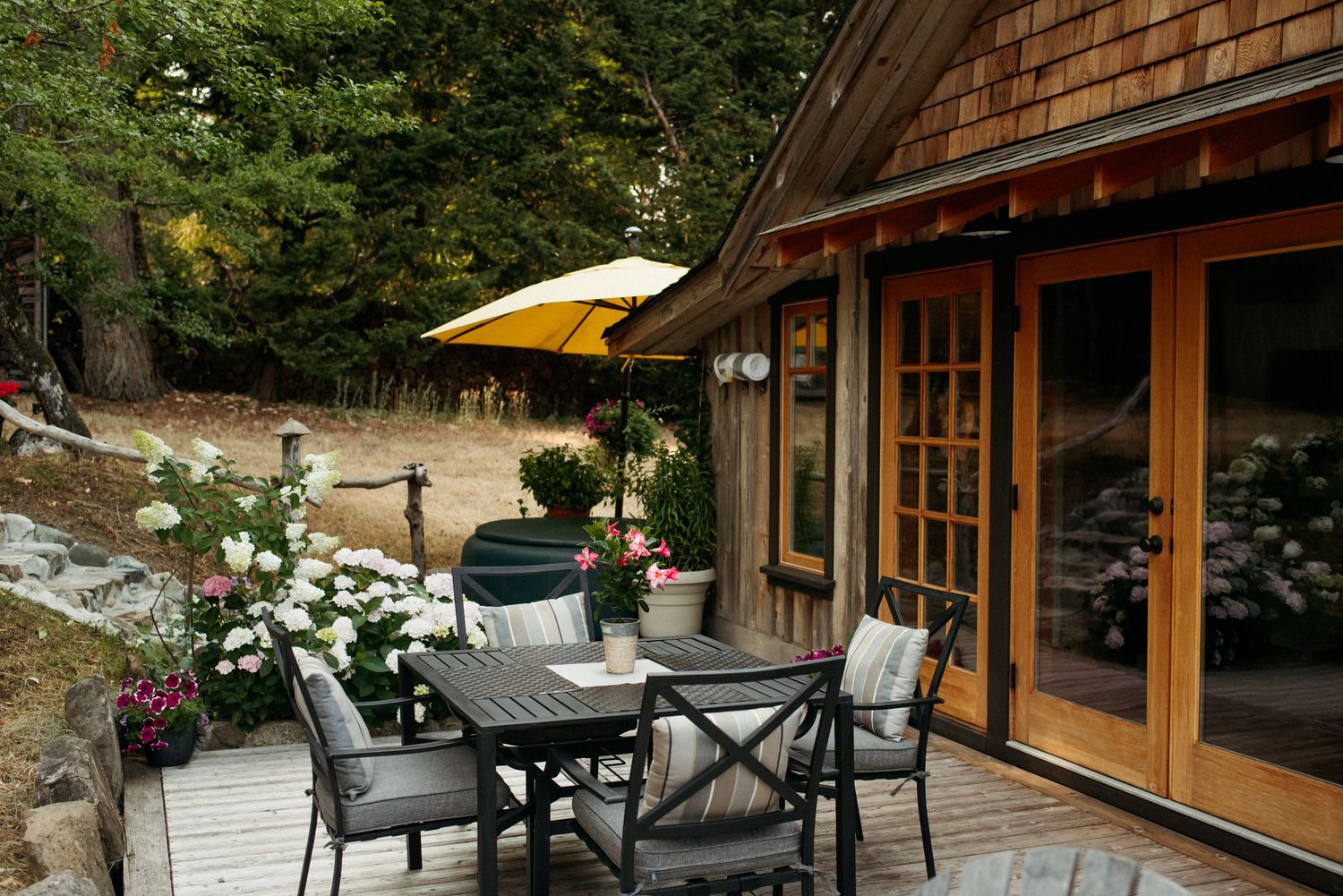 wild plum cottage's back deck on salt spring island