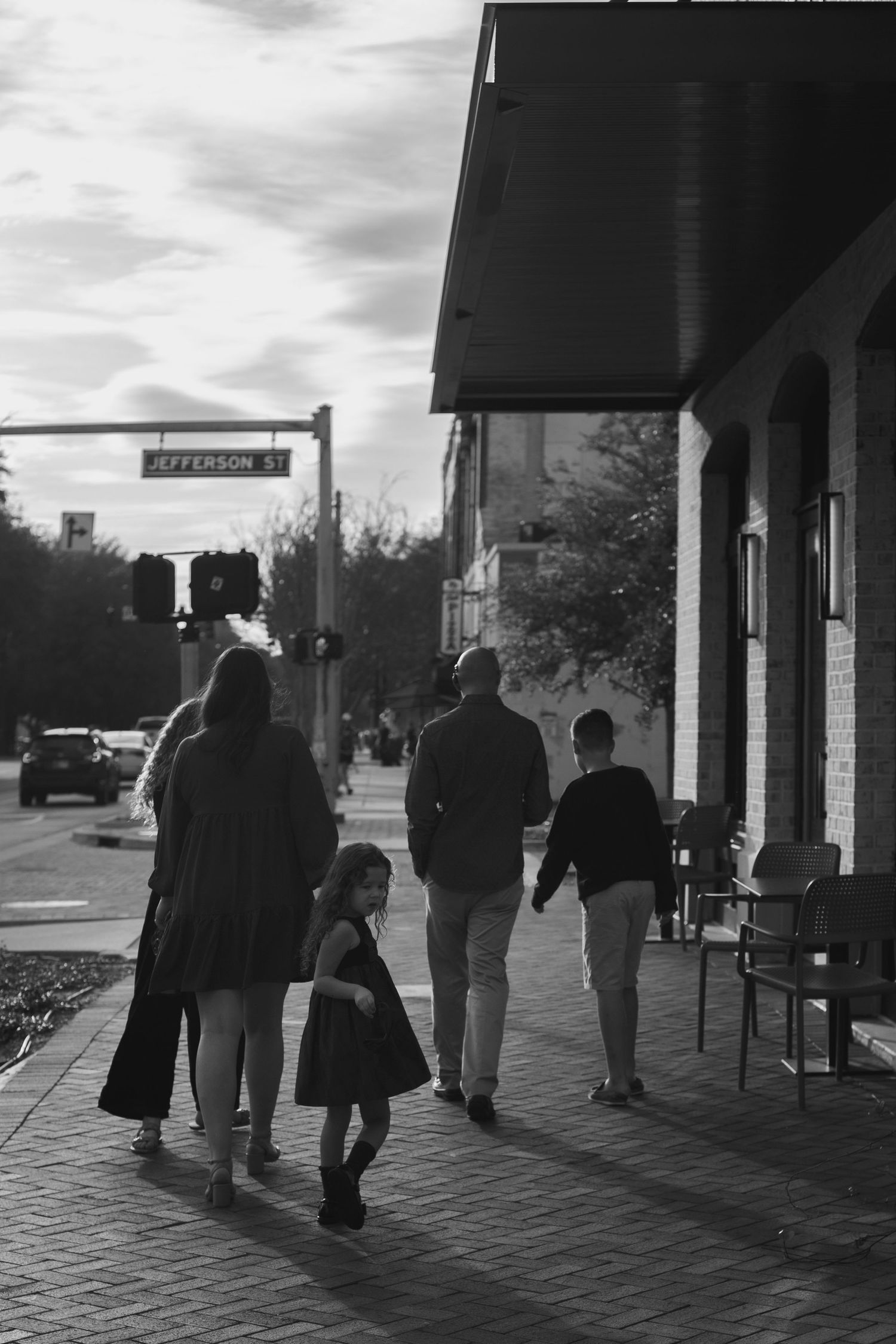 family walking downtown Pensacola Florida