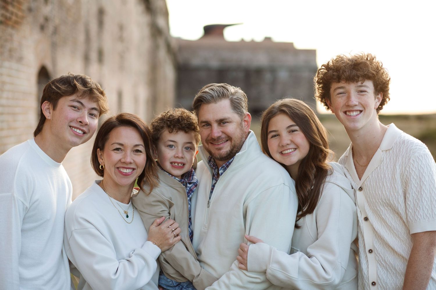 Family in front of Fort Pickens Pensacola Beach Florida