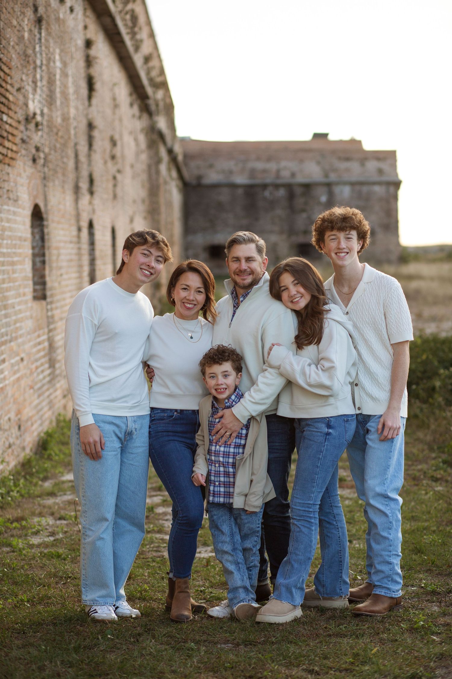 Family in front of Fort Pickens Pensacola Beach Florida