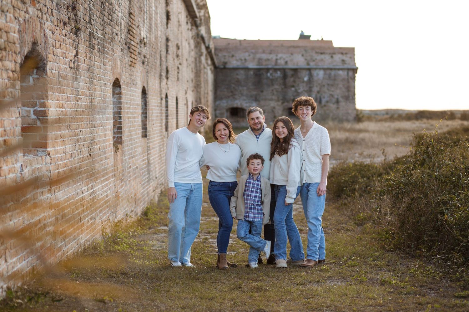 Family in front of Fort Pickens Pensacola Beach Florida