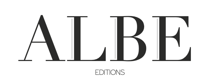 A minimalist black and white logo design for Albe Editions features bold typography against a white background.
