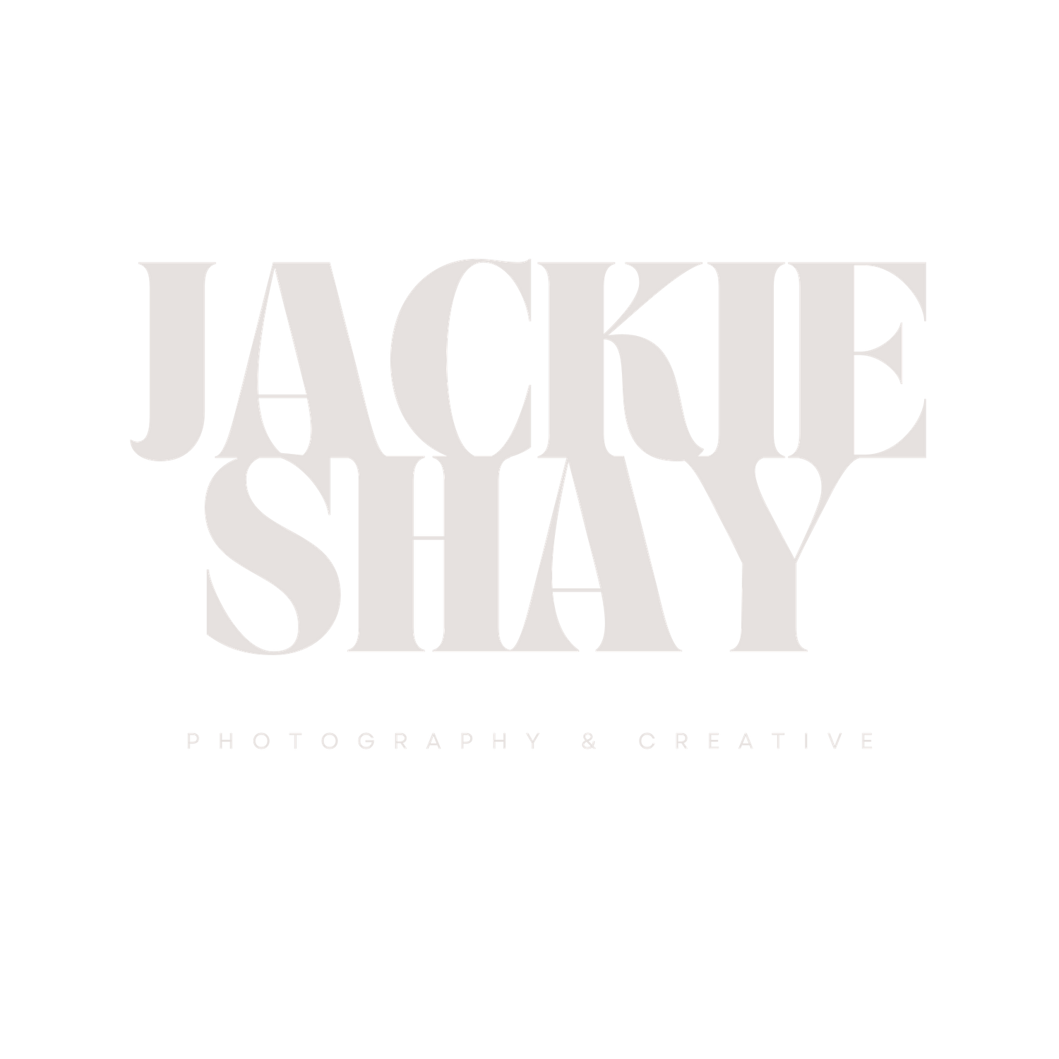 Jackie Shay Photography and Creative logo in soft beige tones on white background.