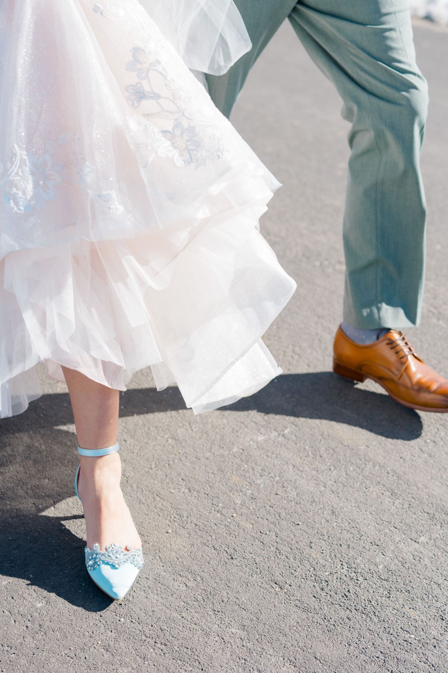 bride and groom walking